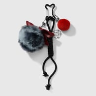 1 Grey Leopard Print Fur Ball Bow Keychain Picture2