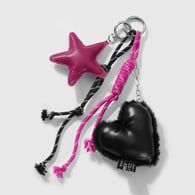 1 black leather heart star keychain Picture3