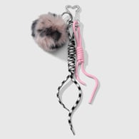 1 purple leopard print fur ball keychain Picture2