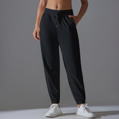 1 Piece Drawstring Solid Colored High Elasticity Daily Sports and Fitness Women's Sweatpants h5 