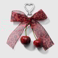 1 red leopard print mesh bow keychain Picture5