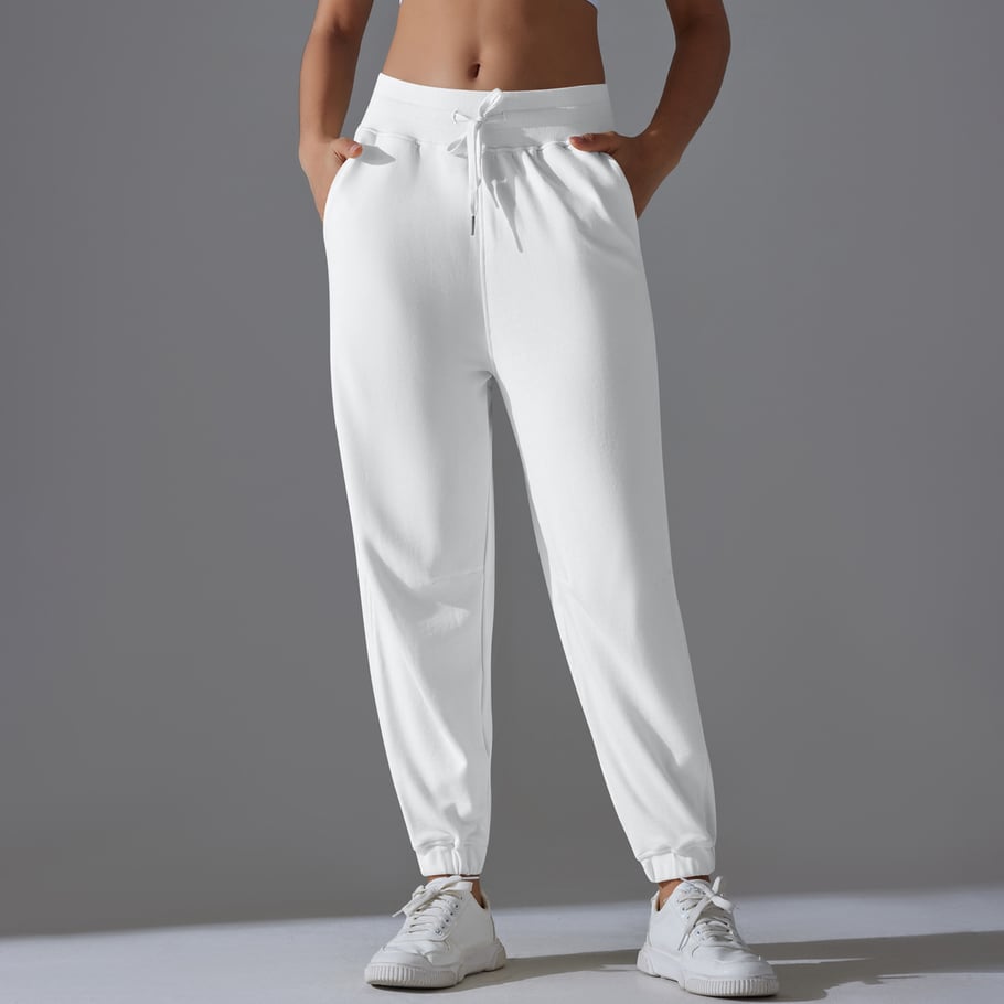 1 Piece Drawstring Solid Colored High Elasticity Daily Sports and Fitness Women's Sweatpants 