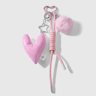 1 light pink fur ball heart keychain Picture2