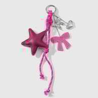 1 rose red leather bow star keychain 