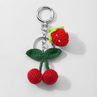 1 red crocheted strawberry and cherry keychain Picture2