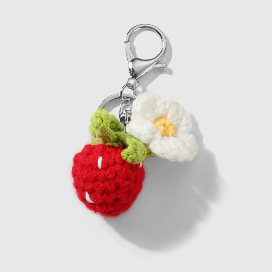 1 Piece Sweet Woolen Flower Strawberry Heart Bag Charms 