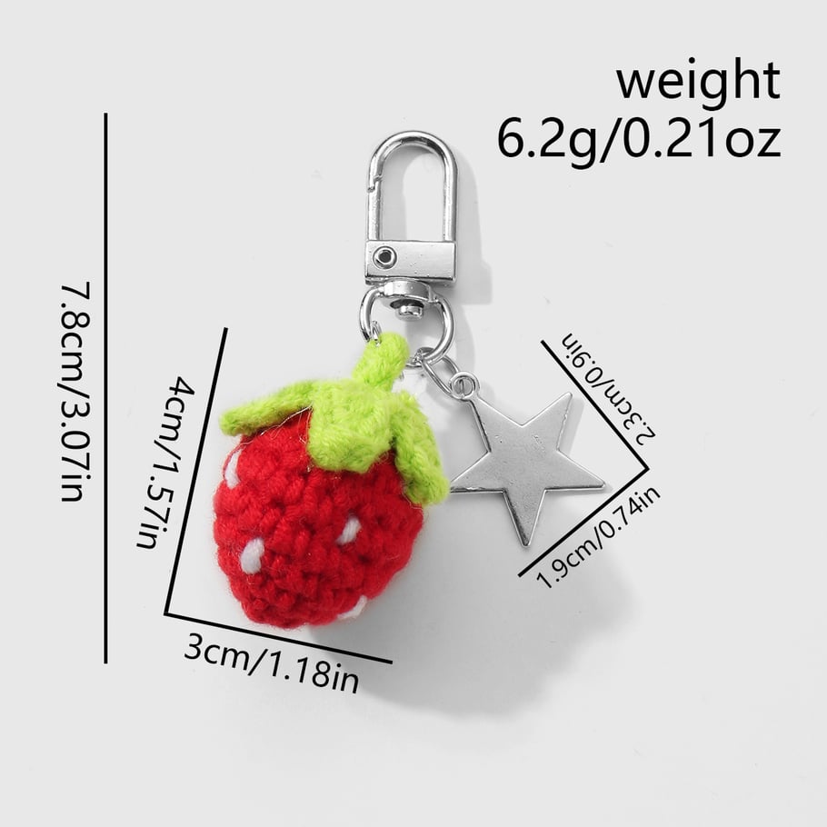 1 Piece Cute Knitted Strawberry & Cherry Heart Bag Charms Picture2
