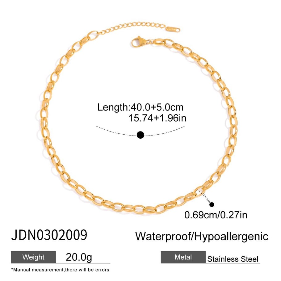 1 Piece Chain Stainless Steel Gold Color  Women's DIY Chain Necklaces 