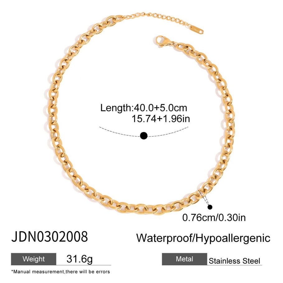 1 Piece Chain Stainless Steel Gold Color  Women's DIY Chain Necklaces 