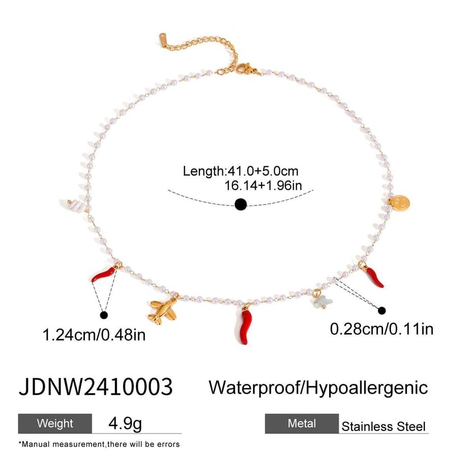 1 Piece Simple Series Original Design Pearl Stainless Steel   Gold Color  Pearl Women's Pendant Necklaces 