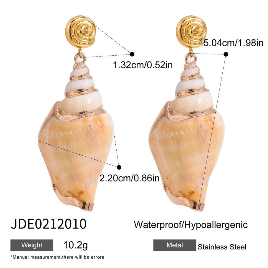 1 Pair Simple Series Vacation Turtle Stainless Steel   Gold Color  Shell Women's Drop Earrings 