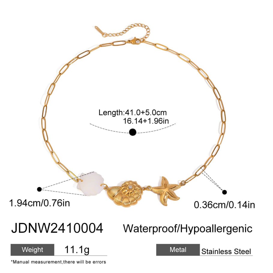 1 Piece Simple Series Vacation Turtle Stainless Steel   Gold Color  Rhinestone Women's Pendant Necklaces 