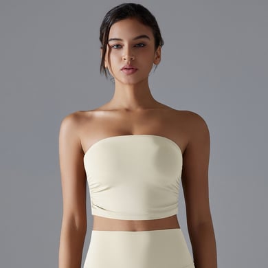 1 Piece Design Solid Color Yoga Wear Top Ruched Sheath Women's Sport Clothing h5 Picture2