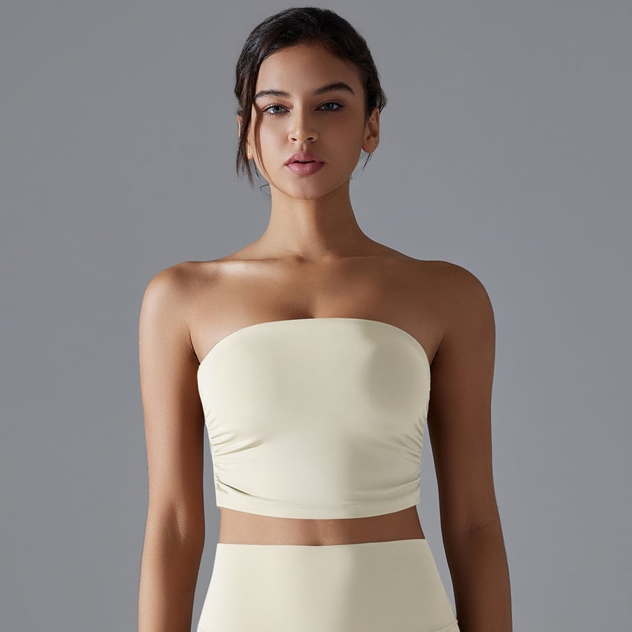1 Piece Design Solid Color Yoga Wear Top Ruched Sheath Women's Sport Clothing Picture2