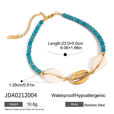1 Piece Simple Series Bohemian Turtle Stainless Steel   Gold Color  Natural Stone Women's Anklets h5 