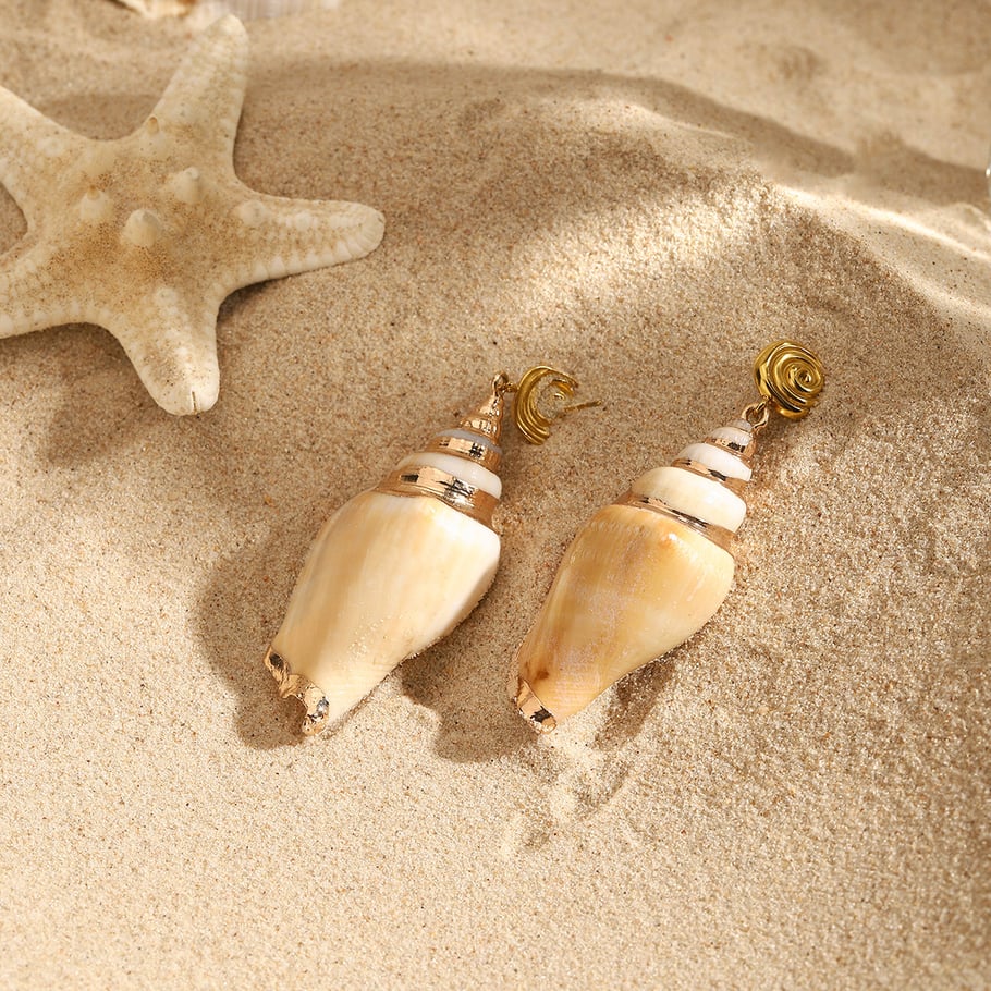 1 Pair Simple Series Vacation Turtle Stainless Steel   Gold Color  Shell Women's Drop Earrings Picture2