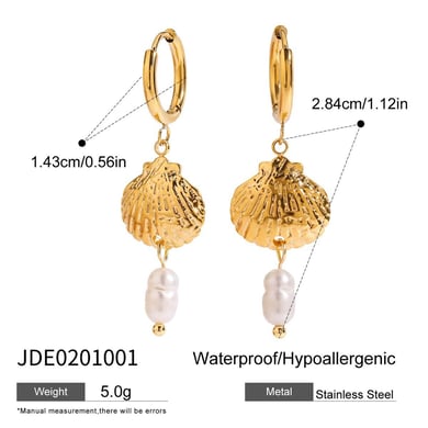 1 Pair Simple Series Personality Turtle Stainless Steel   Gold Color  Artificial Pearl Women's Drop Earrings h5 