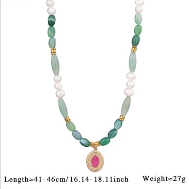 1 Piece Sophisticated Series Elegant Eye Stainless Steel Gold Color Green Crystal Women's Beaded Necklaces h5 