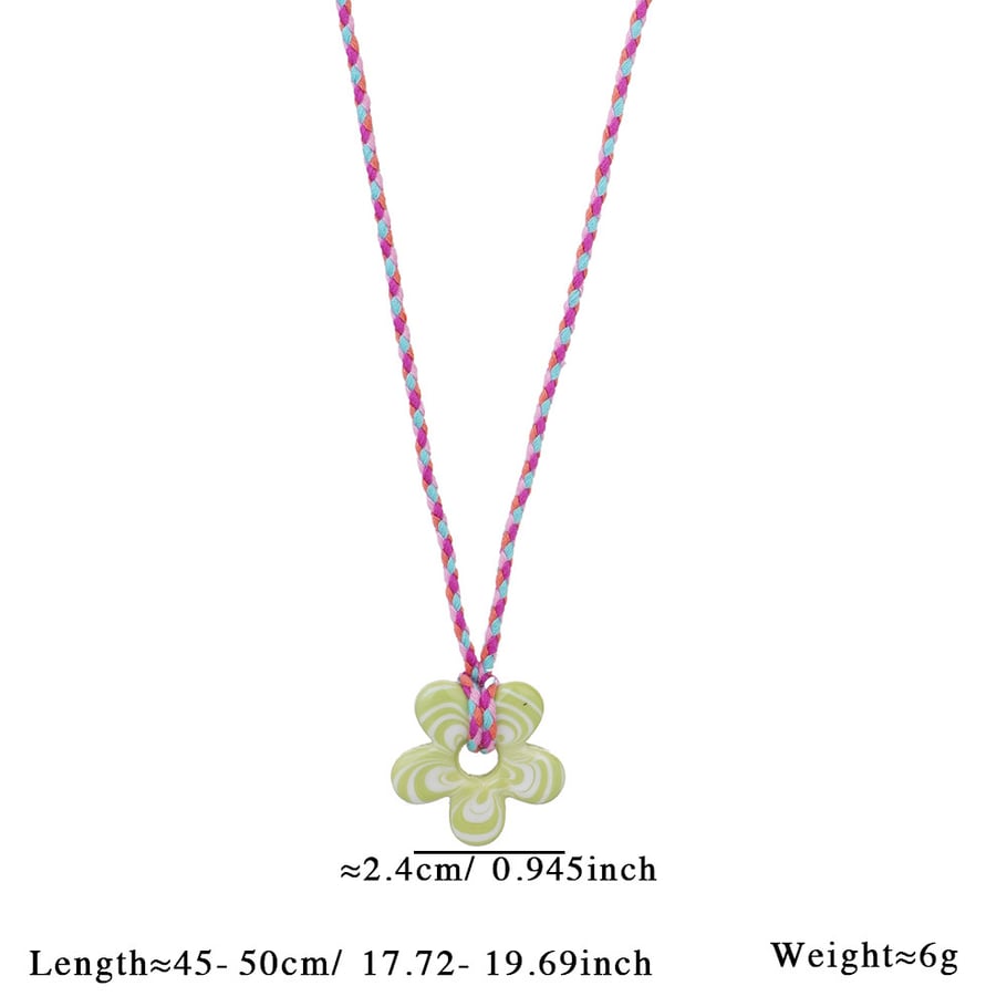1 Piece Glamorous Series Sweet Ripple Textured Flower Glass Women's Pendant Necklaces 