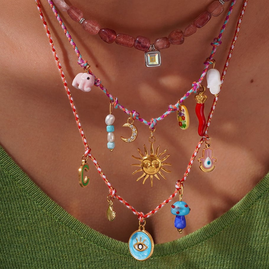 1 Piece Polychrome Series Sweet Sun Sennit Stainless Steel Gold Color Women's Pendant Necklaces Picture2
