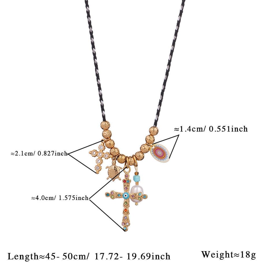 1 Piece Sophisticated Series Elegant Cross Stainless Steel Gold Color Women's Pendant Necklaces 