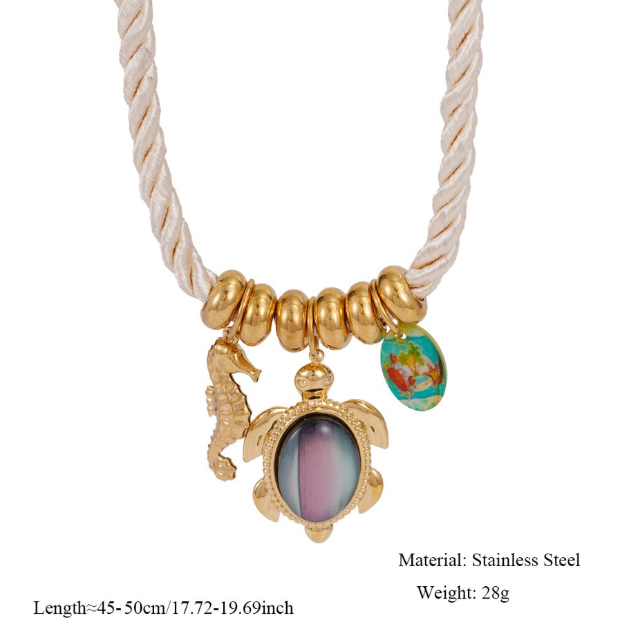 1 Piece Stylish Series Retro Starfish Rope Stainless Steel Gold Color Women's Pendant Necklaces 