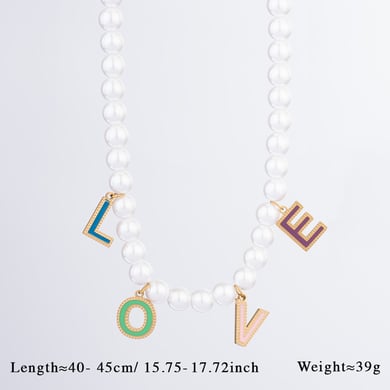 1 Piece Romantic Series Delicate Love Letter Stainless Steel Gold Color Women's Beaded Necklaces h5 