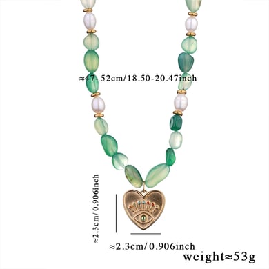 1 Piece Statement-making Series Natural Flower Stainless Steel Gold Color Green Natural Stone Women's Beaded Necklaces h5 
