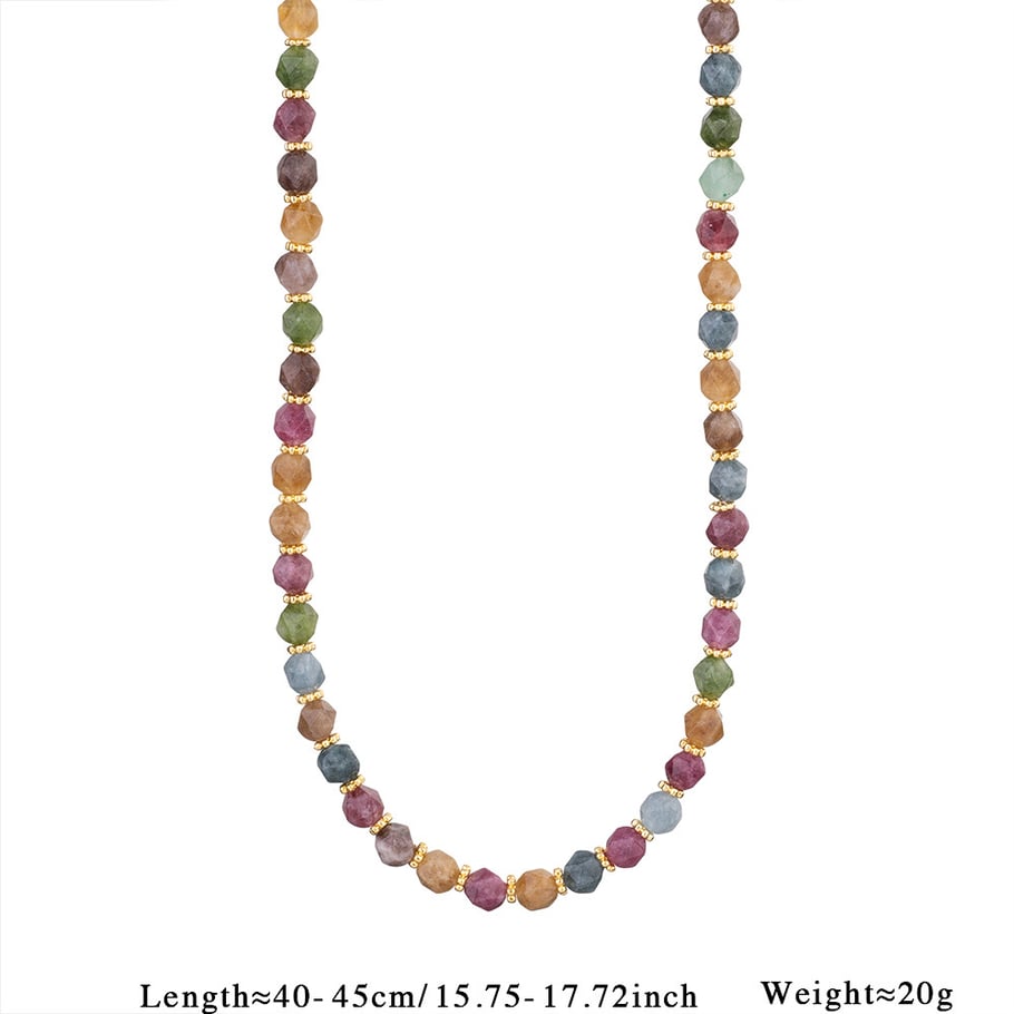 1 Piece Luxurious Series Bohemian Green Eye Tarot Stainless Steel Gold Color Women's Beaded Necklaces 