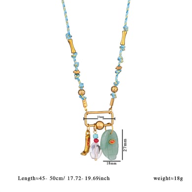 1 Piece Handcrafted Series Bohemian Hand Stainless Steel Gold Color Natural Stone Women's Pendant Necklaces h5 