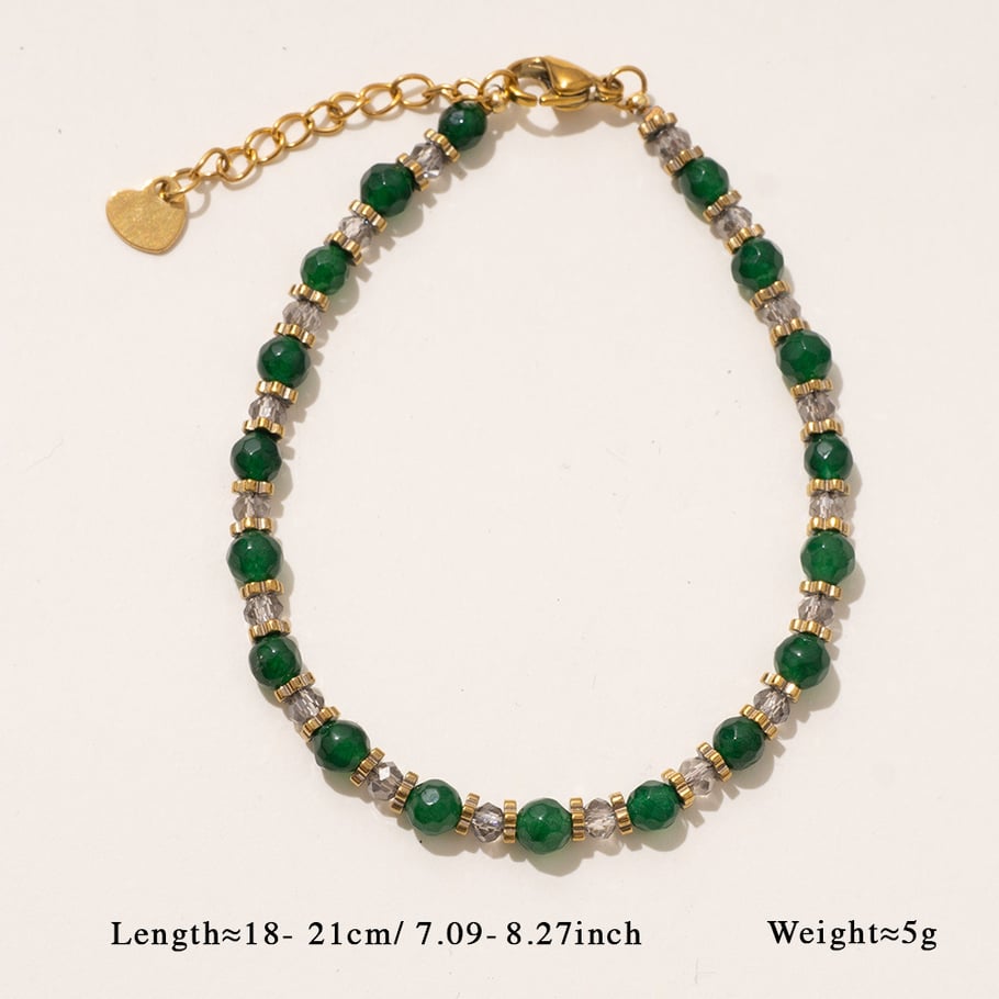 1 Piece Radiant Series Elegant Heart Stainless Steel Gold Color Women's Crystal Beaded Necklaces 