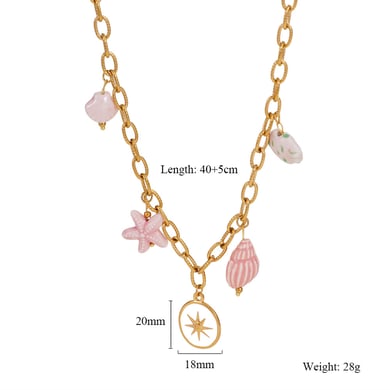 1 Piece Romantic Series Vacation Colorful Ceramic Fish Stainless Steel Gold Color Women's Pendant Necklaces h5 
