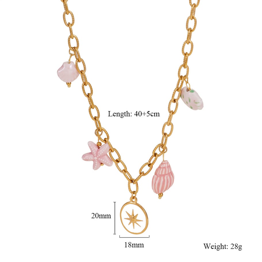 1 Piece Romantic Series Vacation Colorful Ceramic Fish Stainless Steel Gold Color Women's Pendant Necklaces 