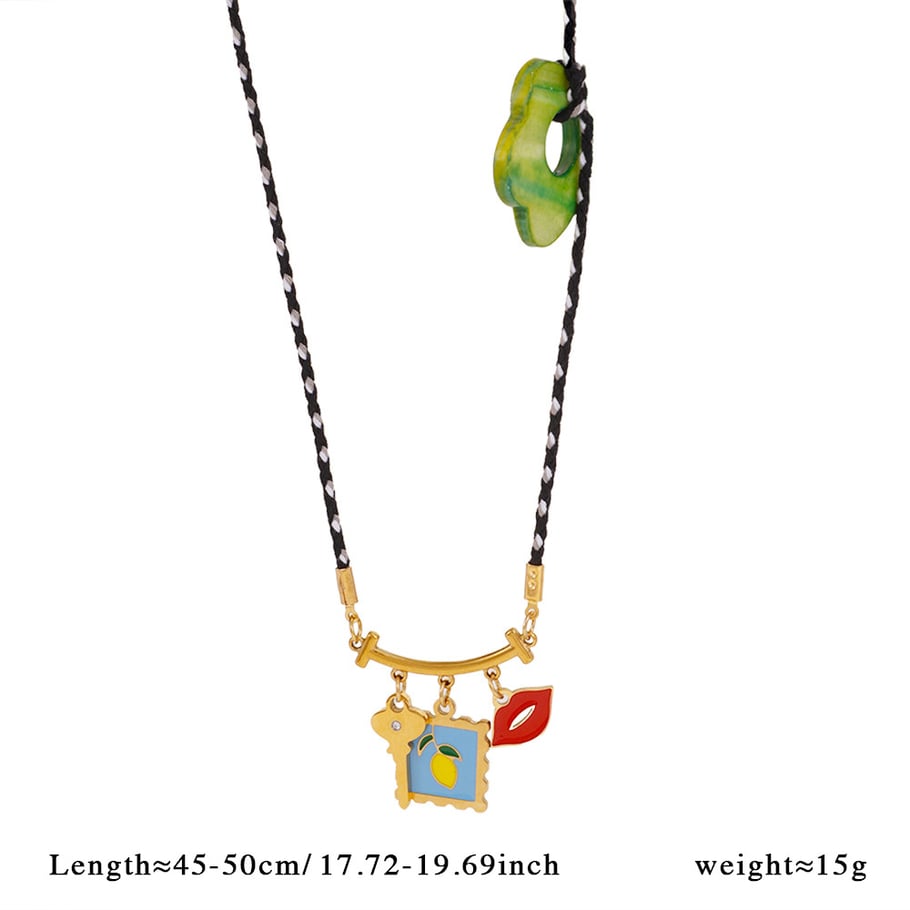1 Piece Vivid Series Elegant Flower Oil-spot Glazing Stainless Steel Gold Color Women's Pendant Necklaces 