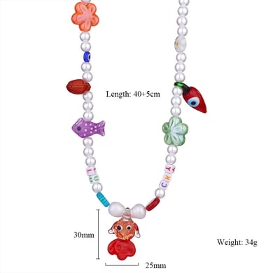 1 Piece Designable Series Vacation Colorful Transparent Stone Stainless Steel Gold Color Women's Beaded Necklaces h5 