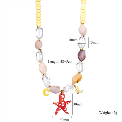1 Piece Tropical Style Vacation Colorful Starfish Stainless Steel Gold Color Women's Beaded Necklaces h5 