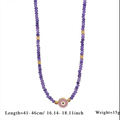 1 Piece Ethnic Series Classic Eye Pattern Stainless Steel Gold Color Women's Crystal Beaded Necklaces h5 