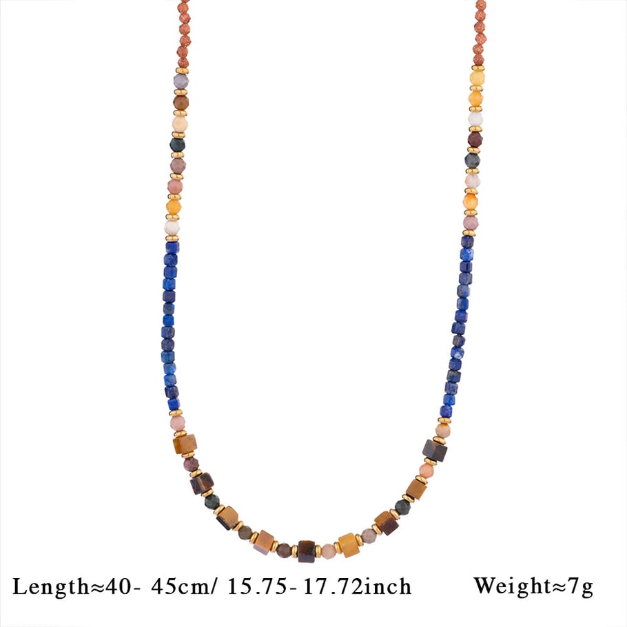 1 Piece Bohemia Style Classic Beads Stainless Steel Tiger's-eye Natural Stone Women's Beaded Necklaces 