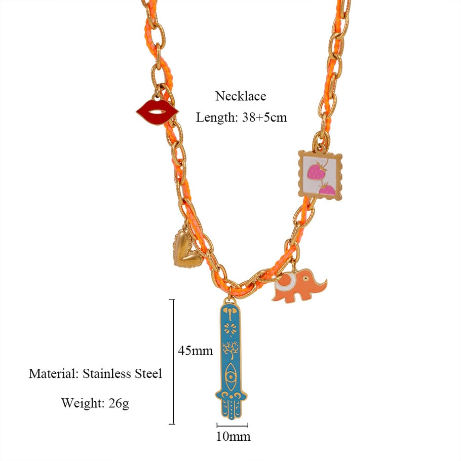 1 Piece Luxurious Series Bohemian Elephant Sennit Stainless Steel Gold Color Women's Pendant Necklaces 