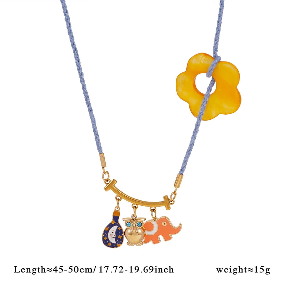1 Piece Vivid Series Elegant Flower Oil- Glazing Stainless Steel Gold Color Women's Pendant Necklaces 