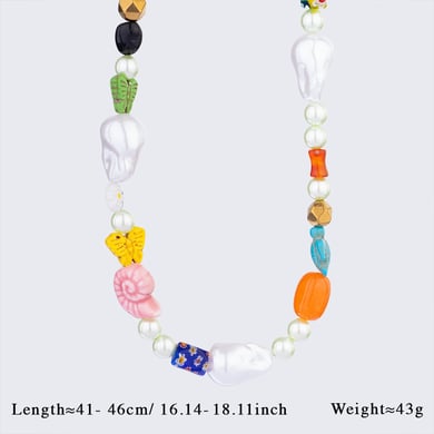 1 Piece Polychrome Series Vacation Turtle Shape Natural Stone Stainless Steel Gold Color Women's random Beaded Necklaces h5 