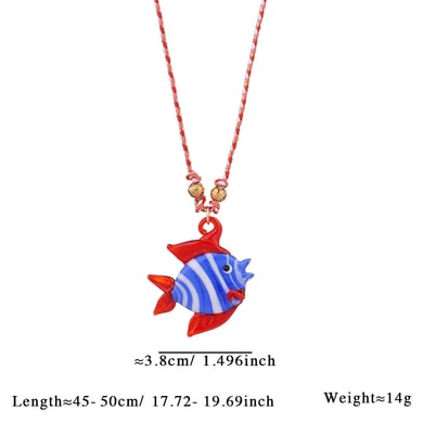 1 Piece Polychrome Series Vacation Tropical Fish Shape Glass Women's Pendant Necklaces h5 