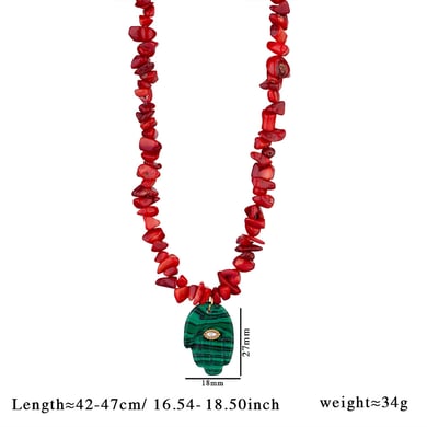 1 Piece Polychrome Series Bohemian Hand Shape Stainless Steel Gold Color Irregular Natural Stone Women's Beaded Necklaces h5 