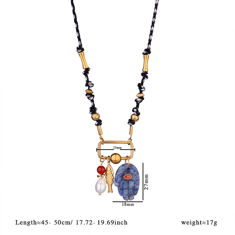 1 Stück Luxuriöse Serie Bohemian Figur Edelstahl Gold Farbe Naturstein Damen Anhänger Halsketten 