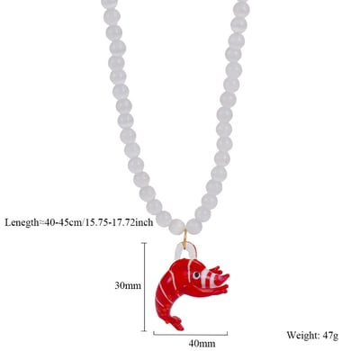 1 Piece Vivid Series Vacation Lobster Glass Stainless Steel Gold Color Women's Beaded Necklaces h5 