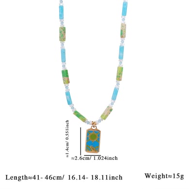 1 Piece Ethnic Series Bohemian Moon Tarot Stainless Steel Gold Color Natural Stone Women's Pendant Necklaces h5 