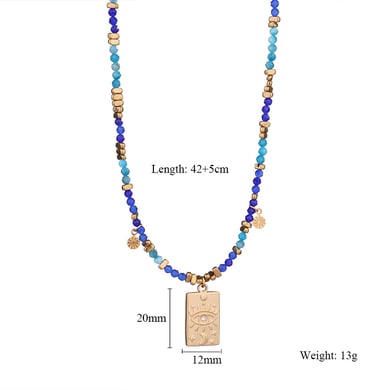 1 Piece Exquisite Series Retro Moon Shape Pendant Stainless Steel Gold Color Women's Beaded Necklaces h5 
