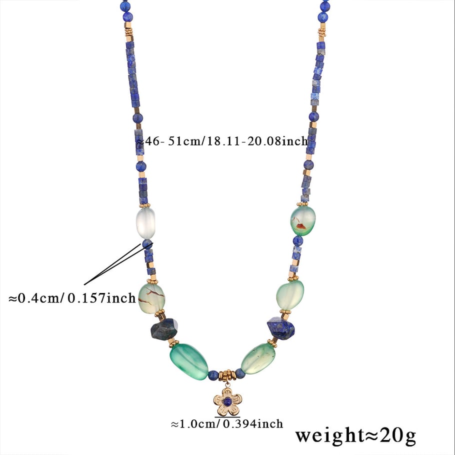 1 Piece Statement-making Series Natural Flower Stainless Steel Gold Color Green Natural Stone Women's Beaded Necklaces 