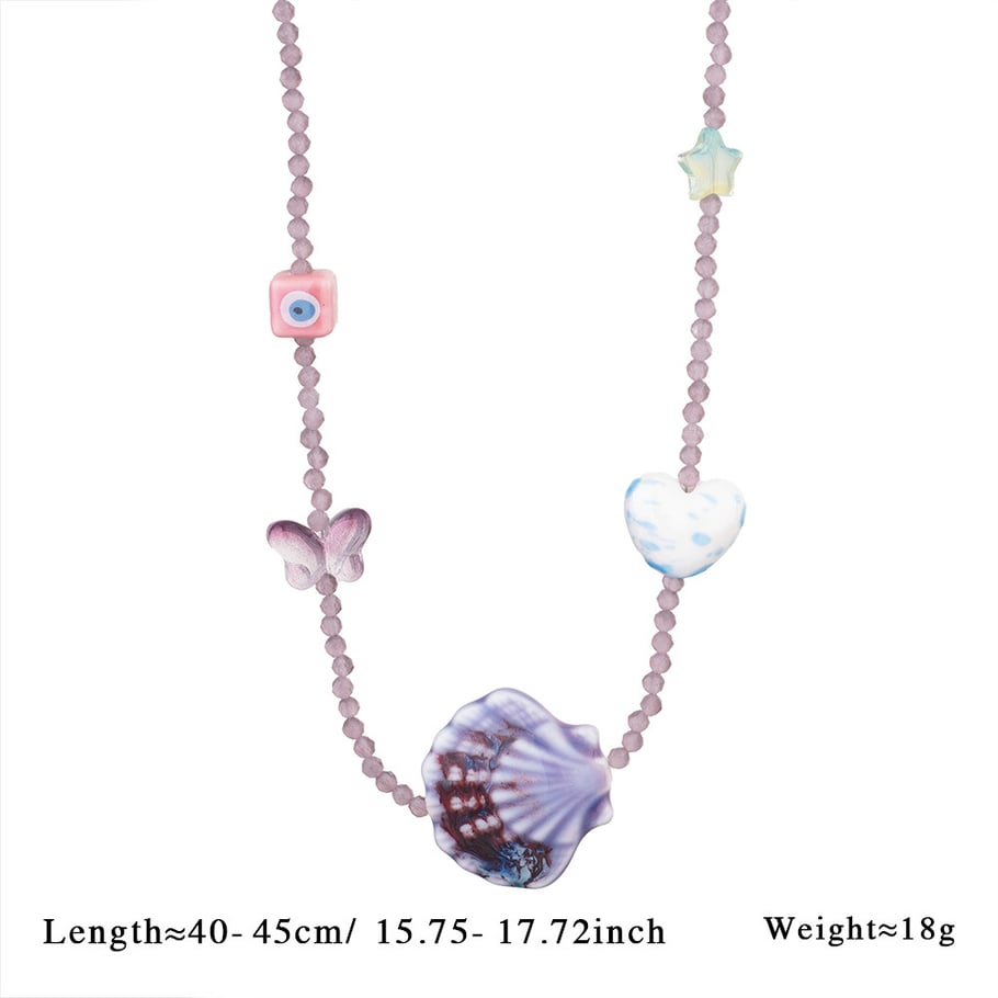 1 Piece Polychrome Series Vacation Intricate Conch Ceramics Crystal Women's Pendant Necklaces 