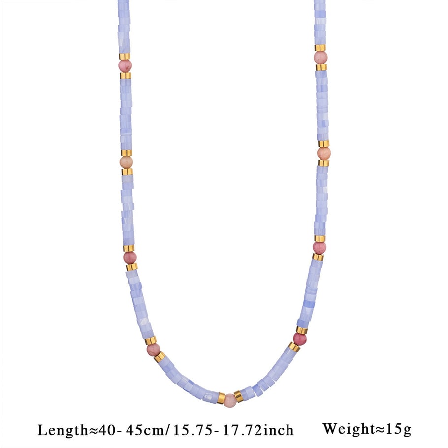 1 Piece Gorgeous Series Elegant Moon Stainless Steel Gold Color Natural Stone Women's Pendant Necklaces 